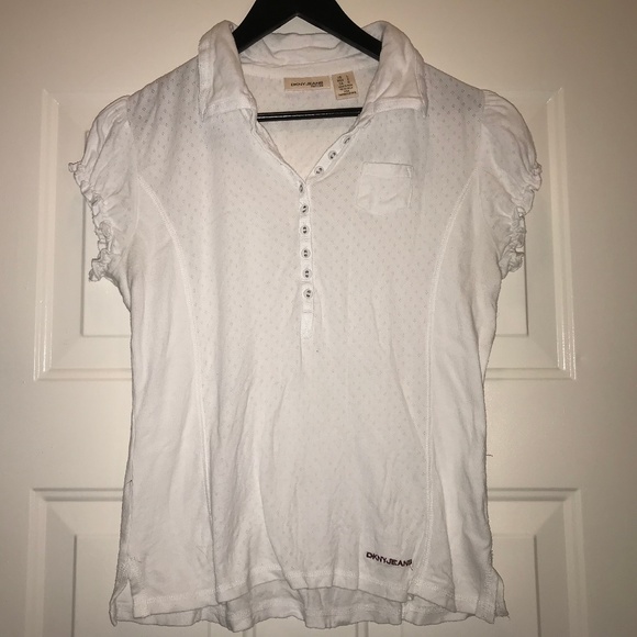 Dkny Tops - DKNY Jeans white cap sleeve top shirt PL